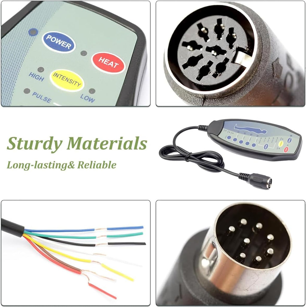 8 Female Pin Hand Remote Control for Massage Power Lift Recliner Chair DN-03 Heat and Vibration Controller for Sofa Chair with 30 in Length Extension Connection Cord Cable 12VDC