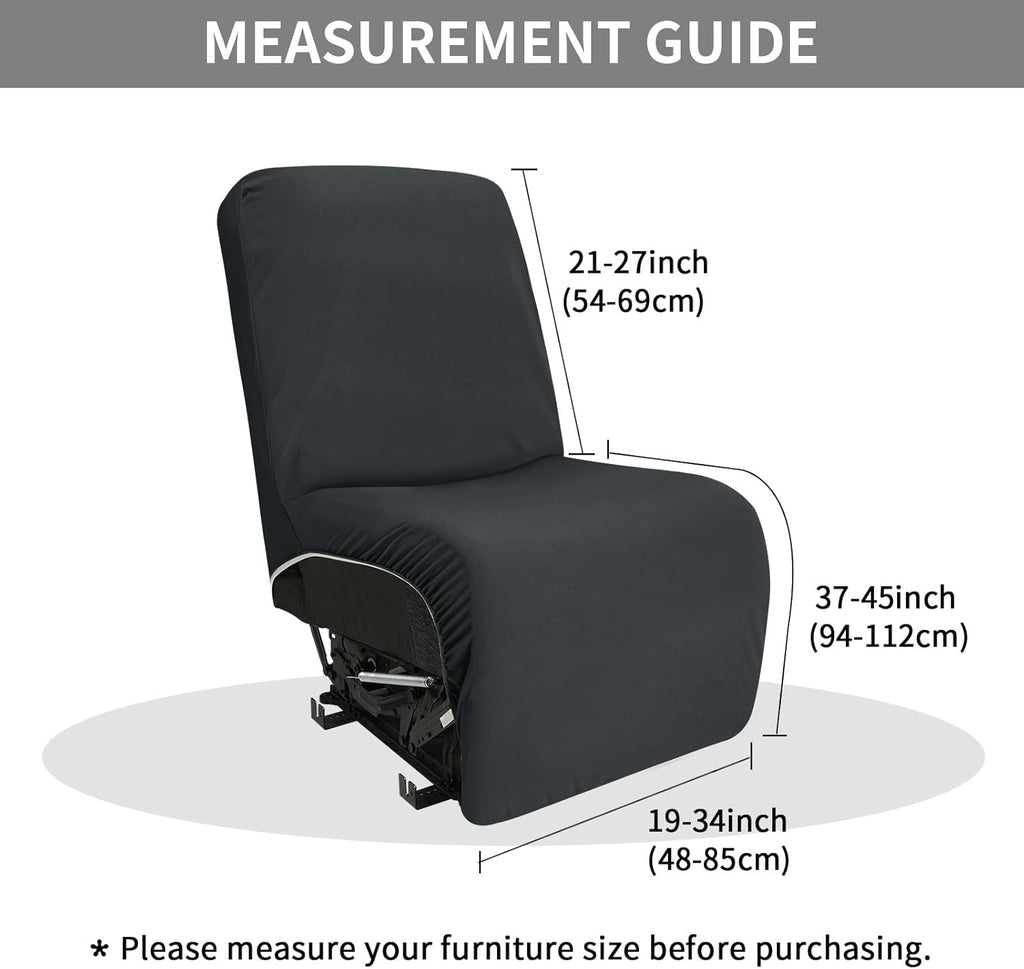 Easy-Going 100% Waterproof Recliner Cover Additional Seat Cover for Reclining Couch, Stretch Sofa Covers Washable Furniture Protector for Kids & Pets, 1 Seat, Dark Gray