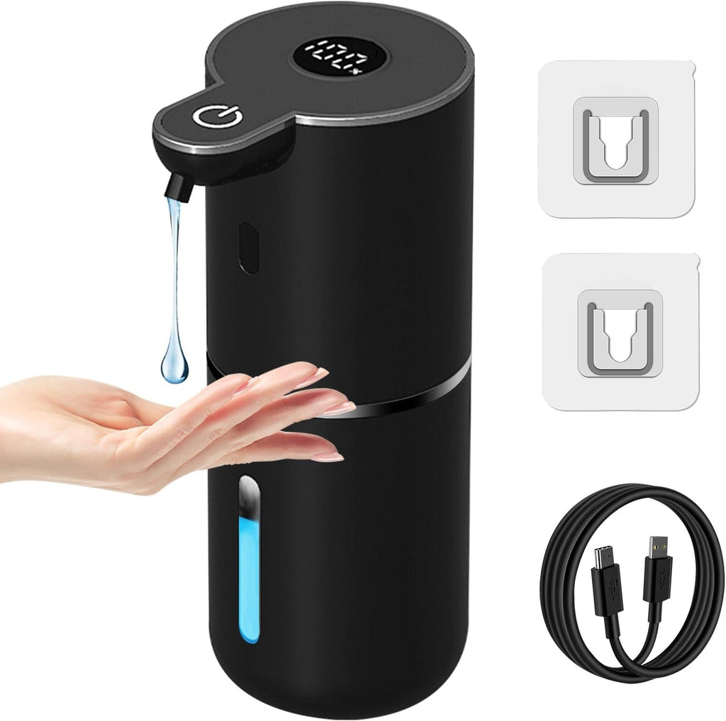 Automatic Liquid Soap Dispenser Touchless, USB Rechargeable Smart Hand Soap Dispenser, 6-Level Adjustable, 12.8oz/380mL, Compatible with Thick Thin Dish Soap for Bathroom Kitchen-Black