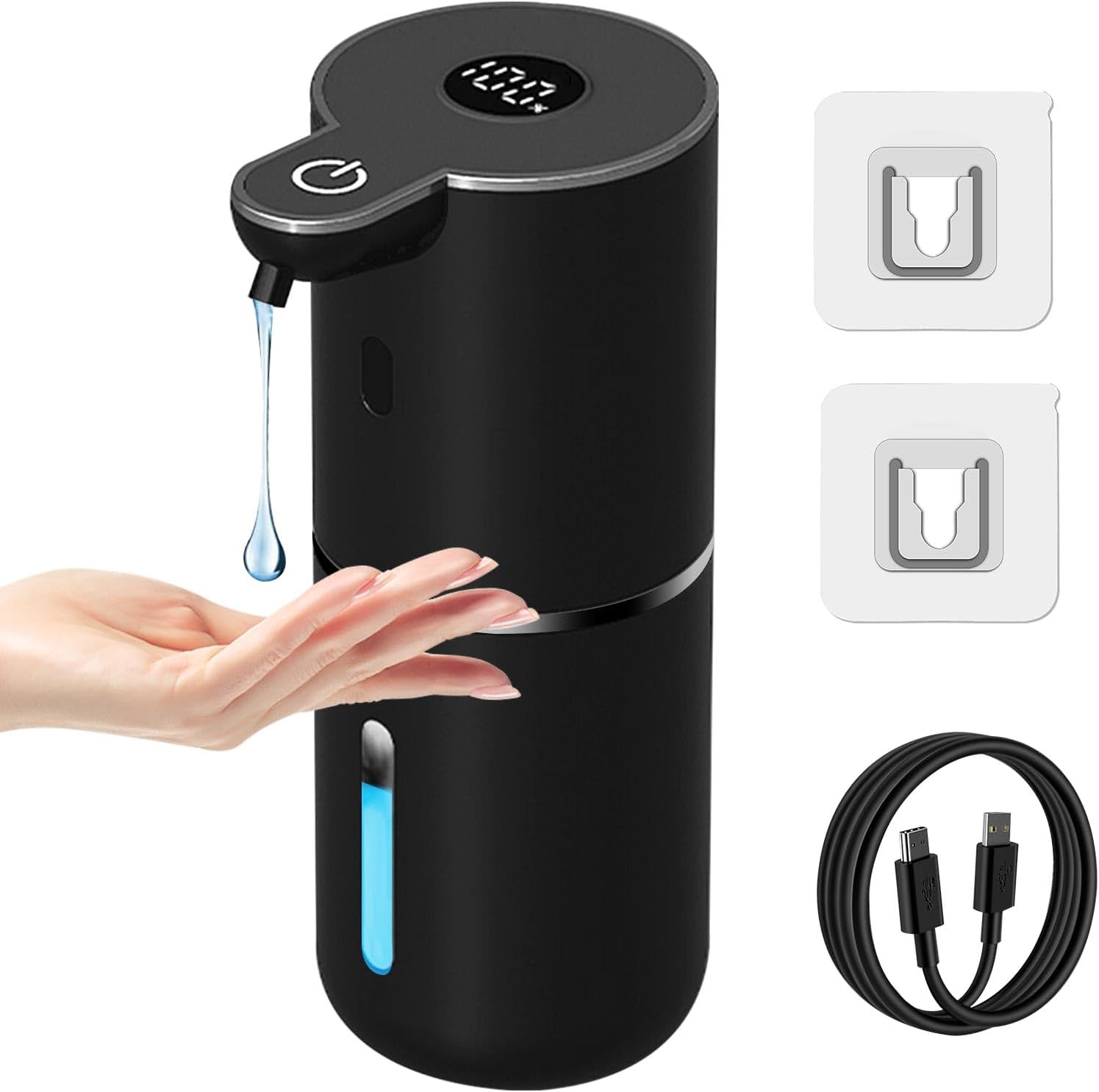 Automatic Liquid Soap Dispenser Touchless, USB Rechargeable Smart Hand Soap Dispenser, 6-Level Adjustable, 12.8oz/380mL, Compatible with Thick Thin Dish Soap for Bathroom Kitchen-Black