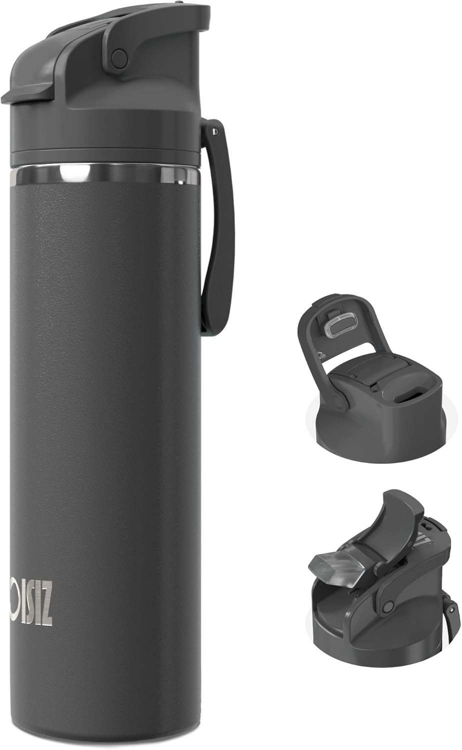 OISIZ Insulated Water Bottle 24 oz with 2 in 1 Spout and Straw Lid,One Click Safety Lock,100% Leakproof,Keep Cold 24H,Vacuum Stainless Steel Water Bottle for School,Travel and Sports,Dishwasher Safe