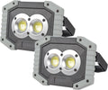 OTYTY LED Work Light 2-Pack, 30W 1500LM Portable Rechargeable Flood Lights with Magnetic Base, 4200mAh Battery for Outdoor, Camping, Hiking, Emergency, Car Repairing, Job Site Lighting (W839 Grey)