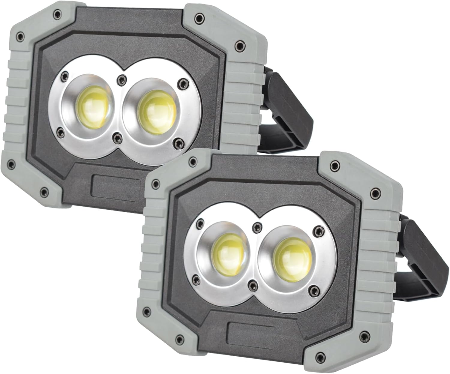 OTYTY LED Work Light 2-Pack, 30W 1500LM Portable Rechargeable Flood Lights with Magnetic Base, 4200mAh Battery for Outdoor, Camping, Hiking, Emergency, Car Repairing, Job Site Lighting (W839 Grey)