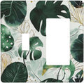 Boho Tropical Green Leaf Watercolor Banana Leaves Outlet Covers 1 Toggle 1 Rocker Combination Decorative Wall Plate Electrical Switch Plates Light Switch Cover Plate For Bed Room Living Room Decor