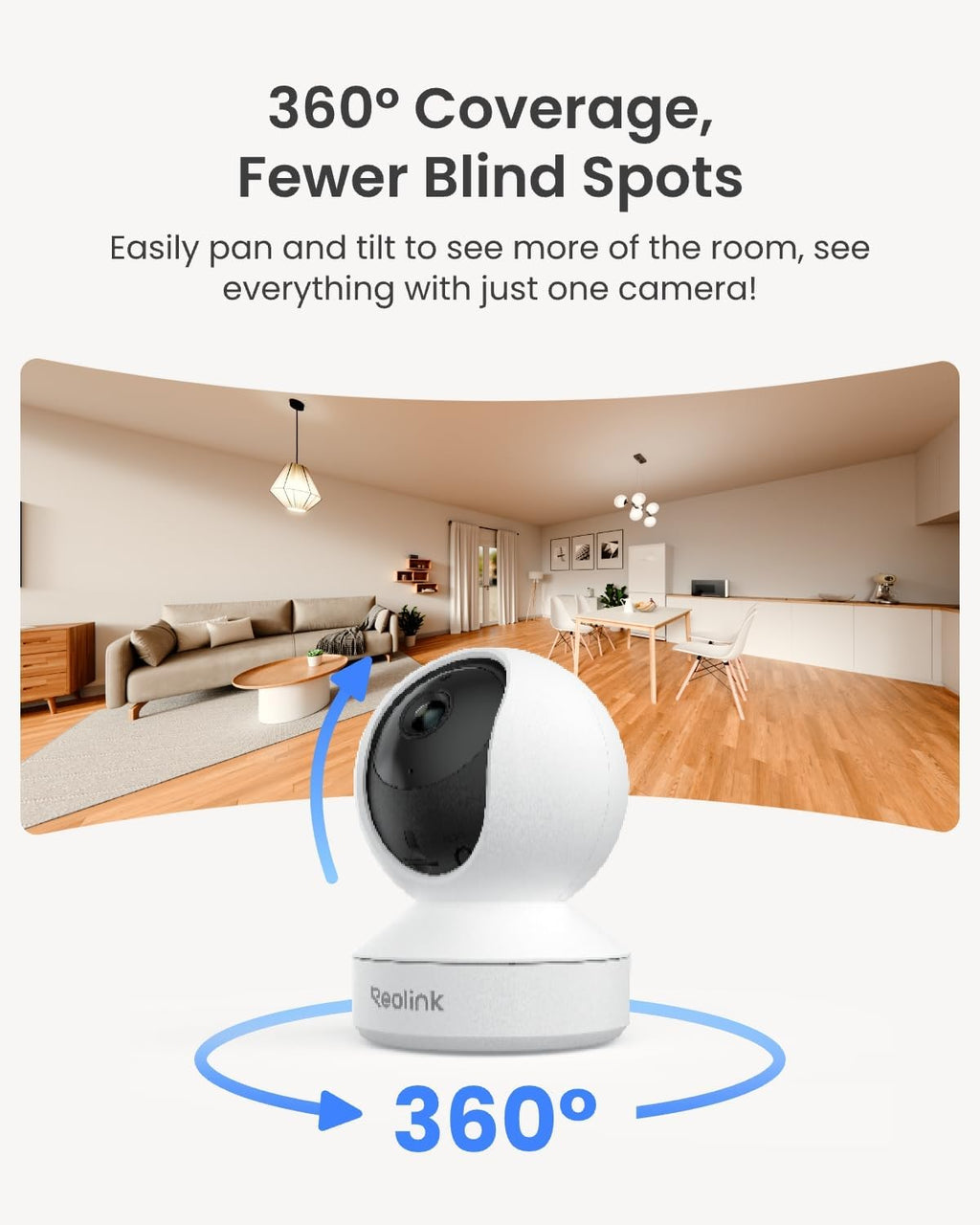 REOLINK 4MP Indoor Security Camera E1, Plug-in 2.4G Wireless WiFi 6 for Baby/Pet Monitor with Phone app, 360 Degree Dog Camera with Person/Pet Detection, Night Vision, 2-Way Talk, Local Storage