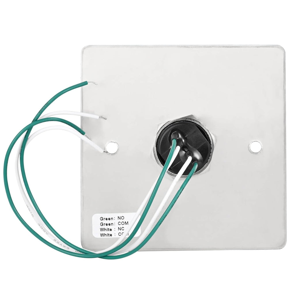 Push to Exit Button for Door Access Control Big Press Button IP68 Waterproof 304 Stainless Steel Shell with Back Mounted Box NO/COM Output