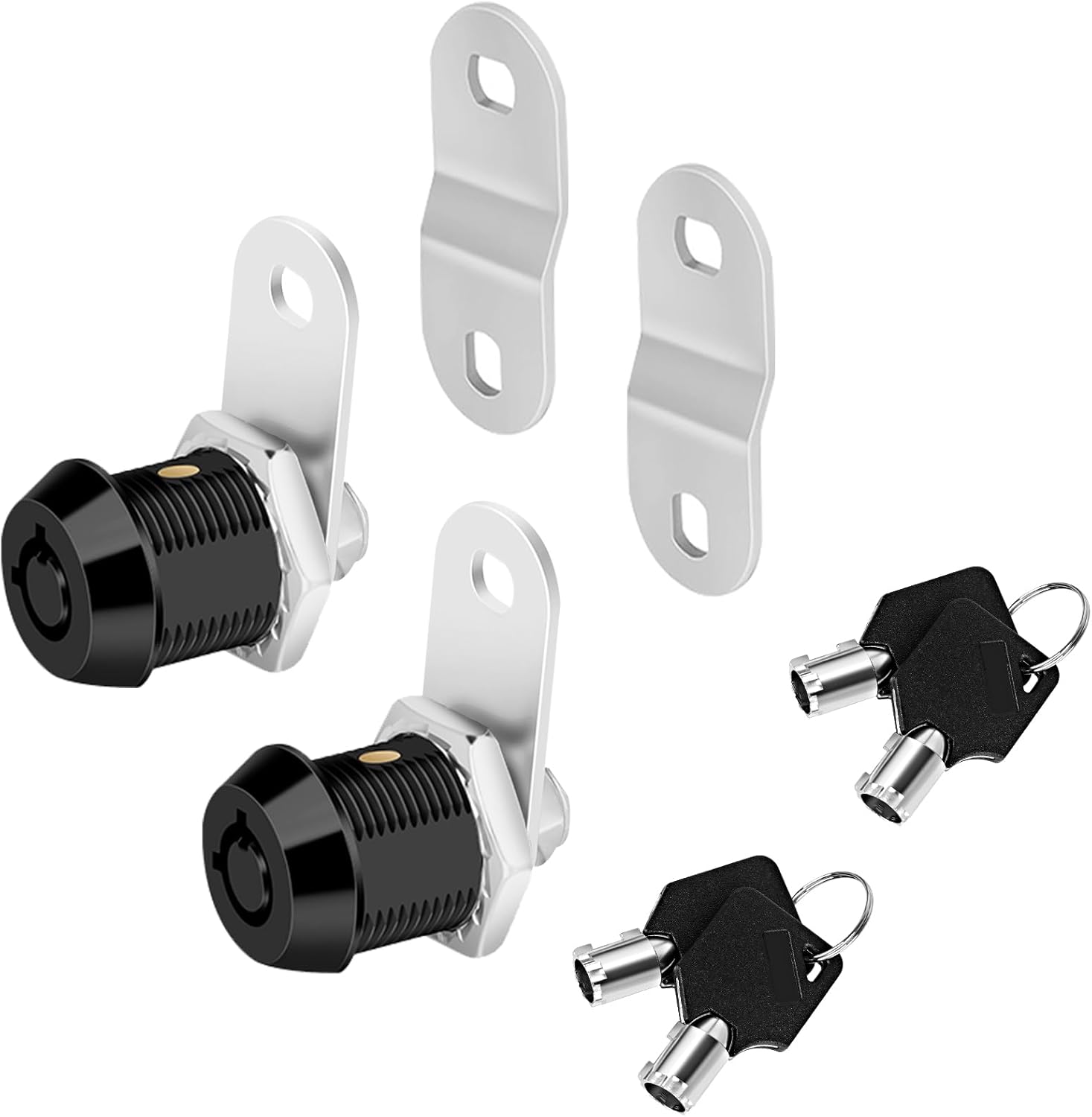 Cam Locks Black RV Storage Locks Keyed Alike, 5/8” Fits on 3/8” Max Door Thickness, RV Compartment Locks for Camper Trailer Cabinet Locks with Keys (Black 5/8 Inch 2Pack)