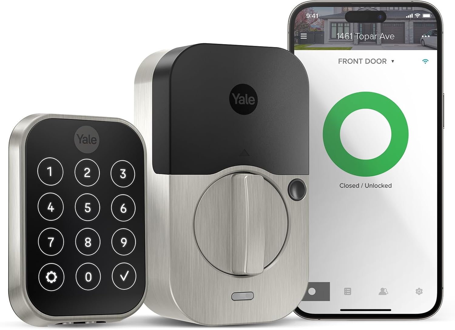Yale Assure Lock 2 with Wi-Fi – Satin Nickel Smart Lock for Front Door with Keypad, App Control, Backup Key, and Deadbolt – Secure Keyless Entry Door Lock, YRD450-WF1-619