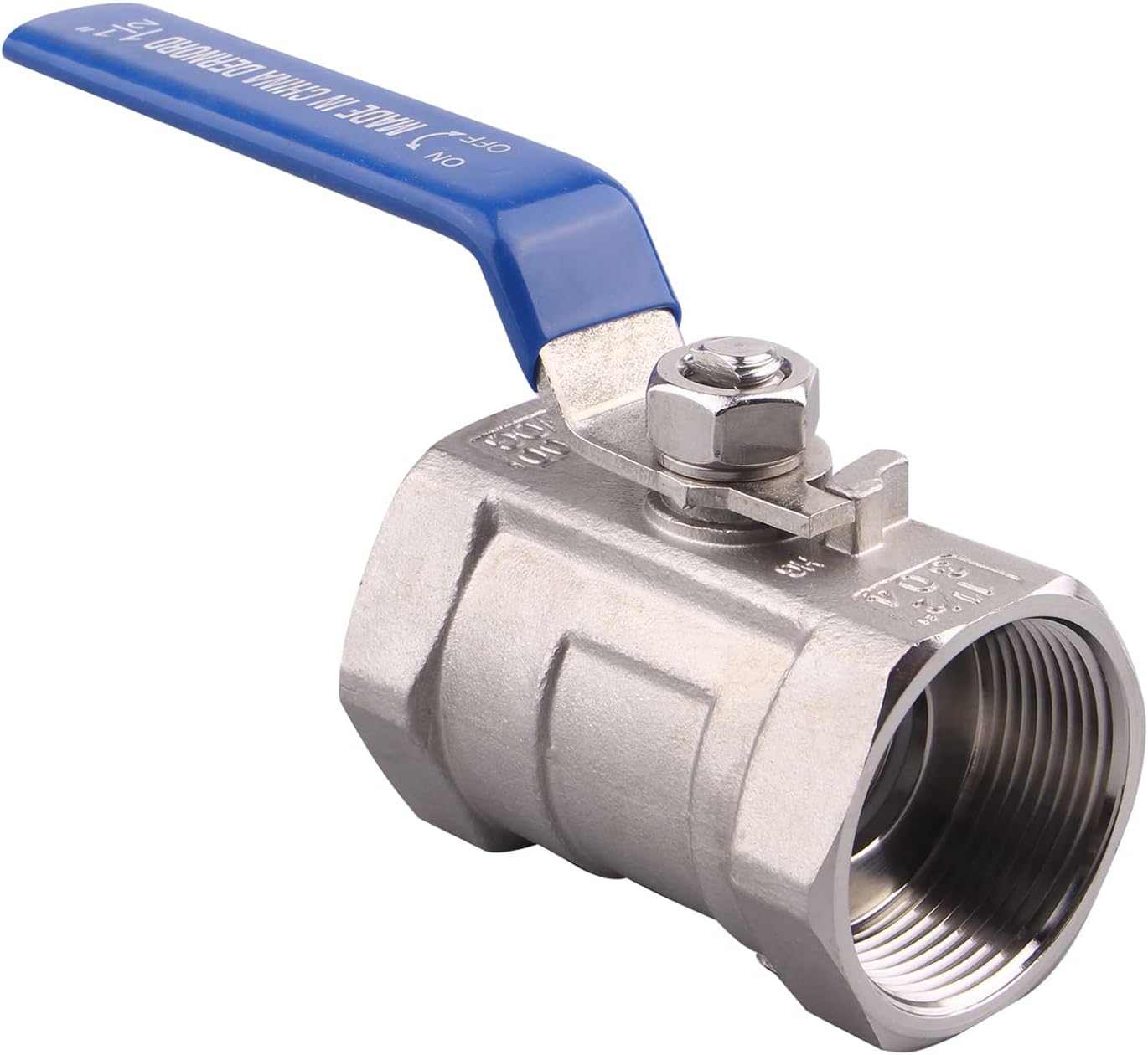 DERNORD Stainless Steel Ball Valve 1PC Type 1.5 Inch NPT Standard Port for Water, Oil, and Gas (Pack of 2)