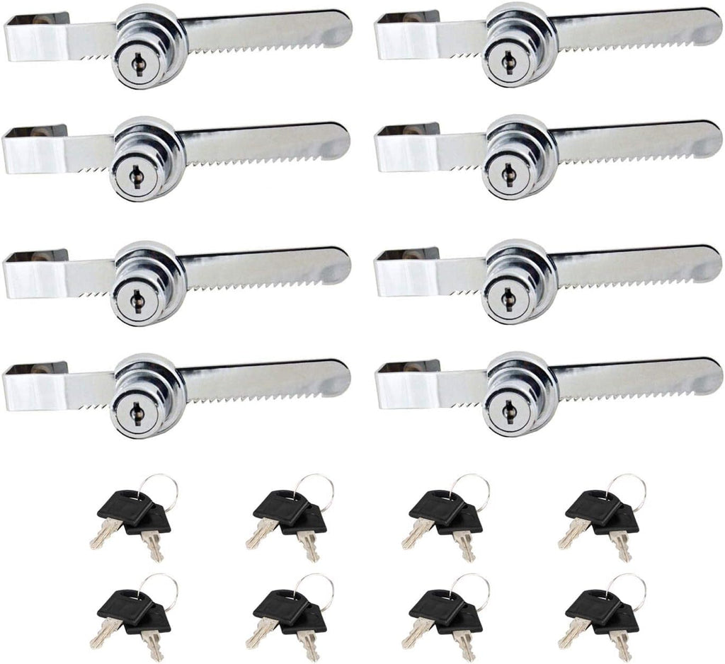 Sliding Glass Door Ratchet Lock Display Case Lock with Chrome Finish, Security, Keyed Alike Showcase Display (8 PC)