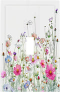 Decorative Light Switch Cover Boho Colorful Flowering Plant Wild Flower 1 Gang Single Toggle Device Electrical Faceplate Switchplates Decorator Outlet Wall Plate For Bed Room Living Room