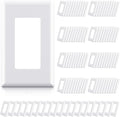 ELEGRP 1-Gang Screwless Decorator Wall Plates, Standard Size Unbreakable Thermoplastic Faceplate Cover for Decorator Receptacle Outlet Switch, UL Listed (100 Pack, Glossy White)