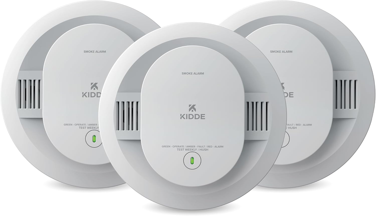 Kidde Smoke Detector for Home, AA Battery Powered, LED Light Notifications, 3-Pack