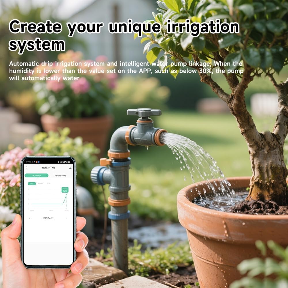 Zigbee Smart Soil Sensor, Temperature and Moisture Meter with Tuya App Control, Garden and Greenhouse Monitor