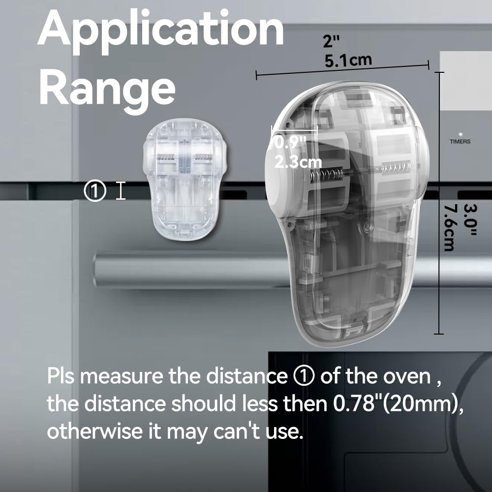 EUDEMON Child Safety Heat-Resistant Oven Door Lock, Oven Front Lock for Kids Easy to Install, Use Adhesive,No Screws or Drill (1 Pack,Clear-White)(Only for Flat Surface)