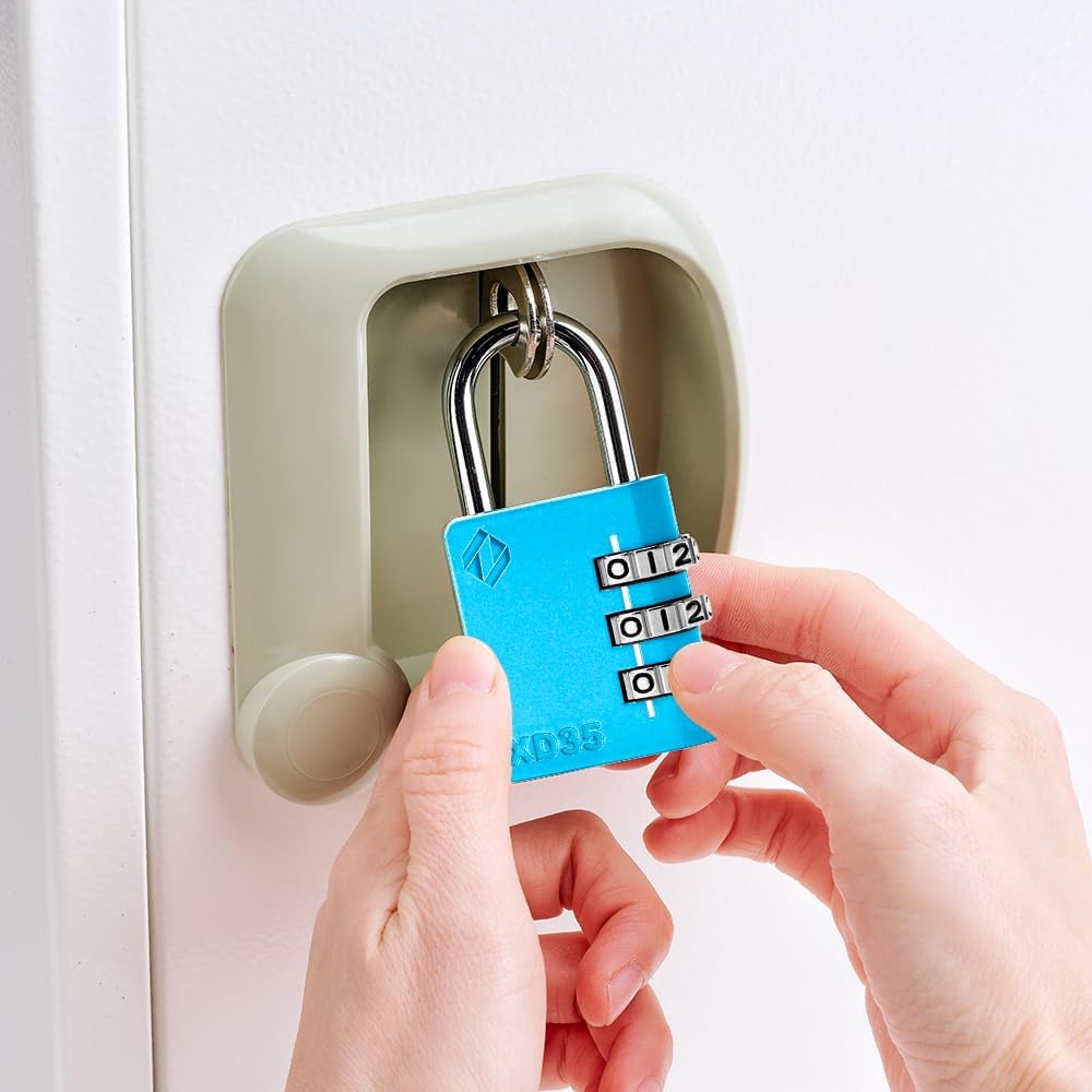 XD35 Combination Lock, 3-Digit Padlock for School, Gym, Sports Locker Lock, Fence, Toolbox, Case, Outdoor, Hasp Storage (1-Pack, Blue)