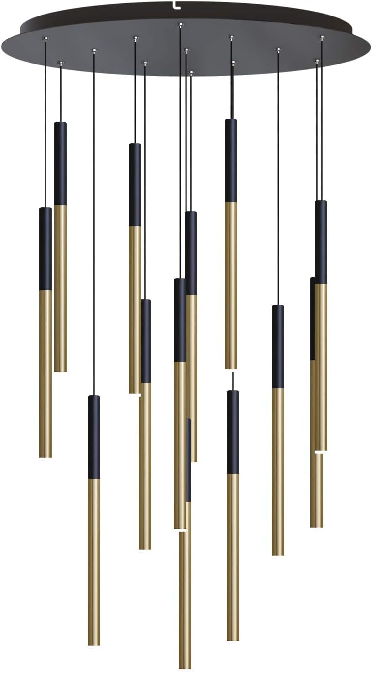 ALTAIR 13 Mini Pendantl Lighting Black-Brass - LED Hanging Light Fixture for Kitchen Island, Bar, Foyer - Cluster Pendants - Dimmable, Adjustable Wire, Lamp Bulb Included