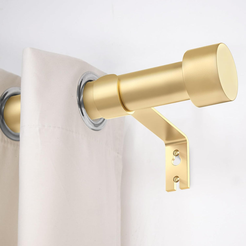 2 Pack Curtain Rods for Windows 72 to 144 Inch, 1 Inch Gold Curtain Rods Set, Adjustable Heavy Duty Outdoor Curtain Rod for Patio Bedroom, Drapery Rods with End Cap, Size 32"- 150"