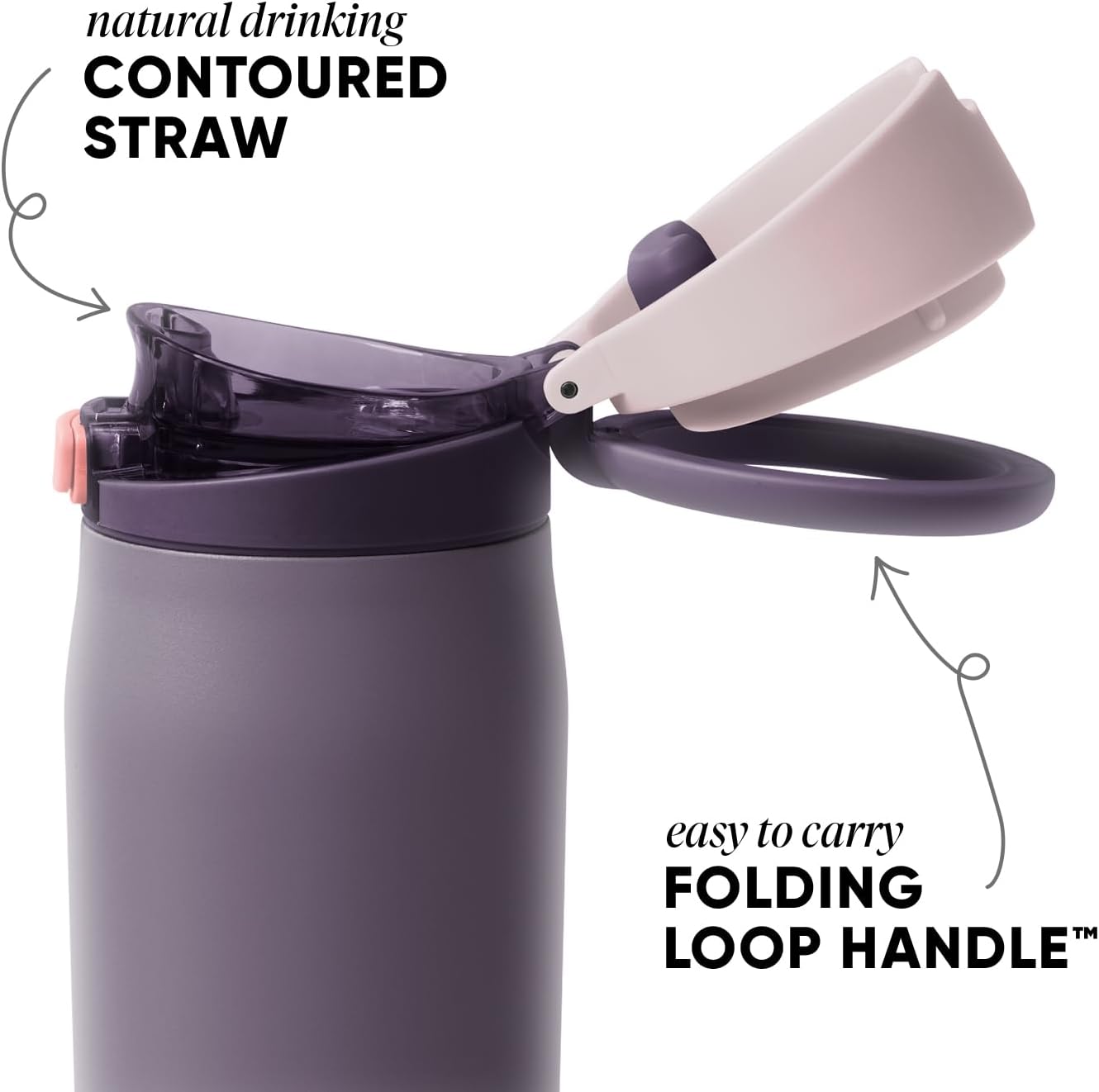 Simple Modern Mesa Loop Water Bottle with Covered Straw and Handle | 30oz Cup Holder Friendly Insulated Stainless Steel Bottles for Travel, Sports and School | Iris Sage