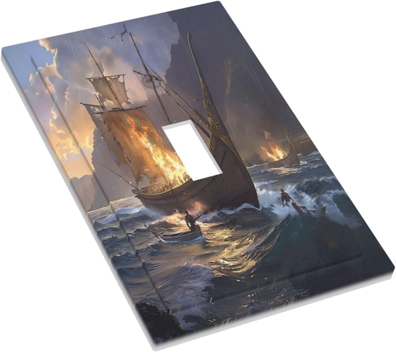 Decorative Light Switch Cover Plate Medieval Vintage Sailing Adventure Sailings Ocean Waves 1 Gang Single Toggle Wall Plate Electrical Outlet Covers Decorate Switch Plate Cover for Bedroom Cabin Decor
