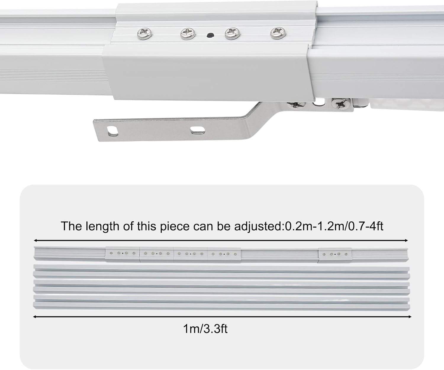Electric Curtain Track, 7.08-13.78ft Motorized Curtain Track System, Smart Electric Curtain Rail with Remote Control, App & Voice Control, Compatible with Alexa and Google Home