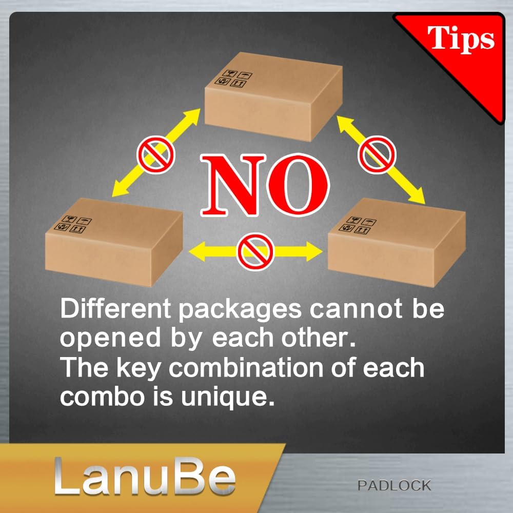 LanuBe Lock Laminated keyed Padlock (1-9/16", 40mm), keyed Alike Locks, Long Shackle,Marked Black Plastic Hoop, Pack of 60
