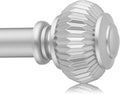 Silver Curtain Rods for Windows 28 to 48 Inches 6/8 Inch Adjustable Heavy Duty Curtain Rods with Lantern Ball Finials,Window Treatment Single Curtain Rod Set