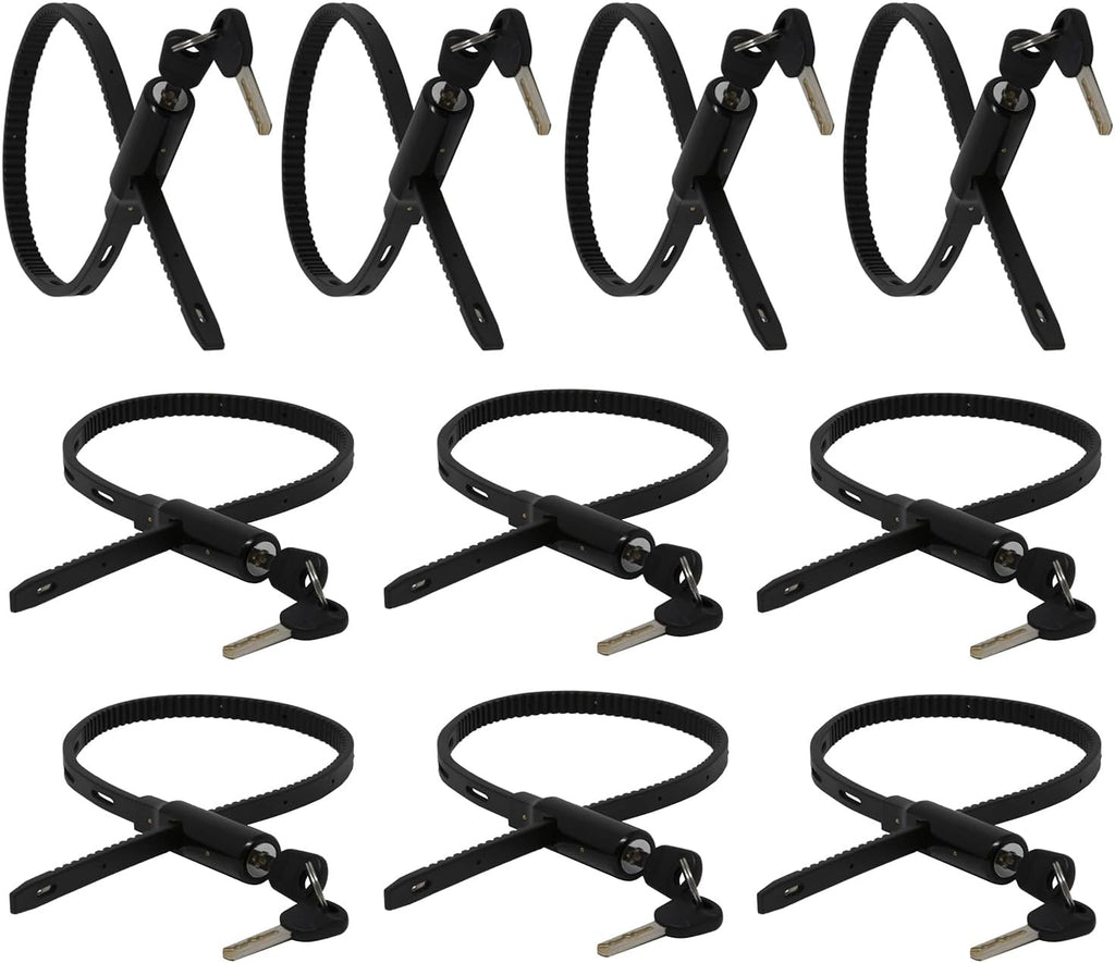 Urban August Adjustable Zip Tie Lock for Refrigerator Door Cabinet Bike Stroller Helmet - Multi-Purpose Keyed French Door Lock (10 Pack Keyed Alike)