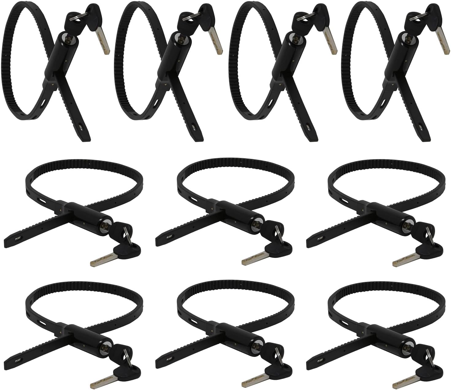 Urban August Adjustable Zip Tie Lock for Refrigerator Door Cabinet Bike Stroller Helmet - Multi-Purpose Keyed French Door Lock (10 Pack Keyed Alike)
