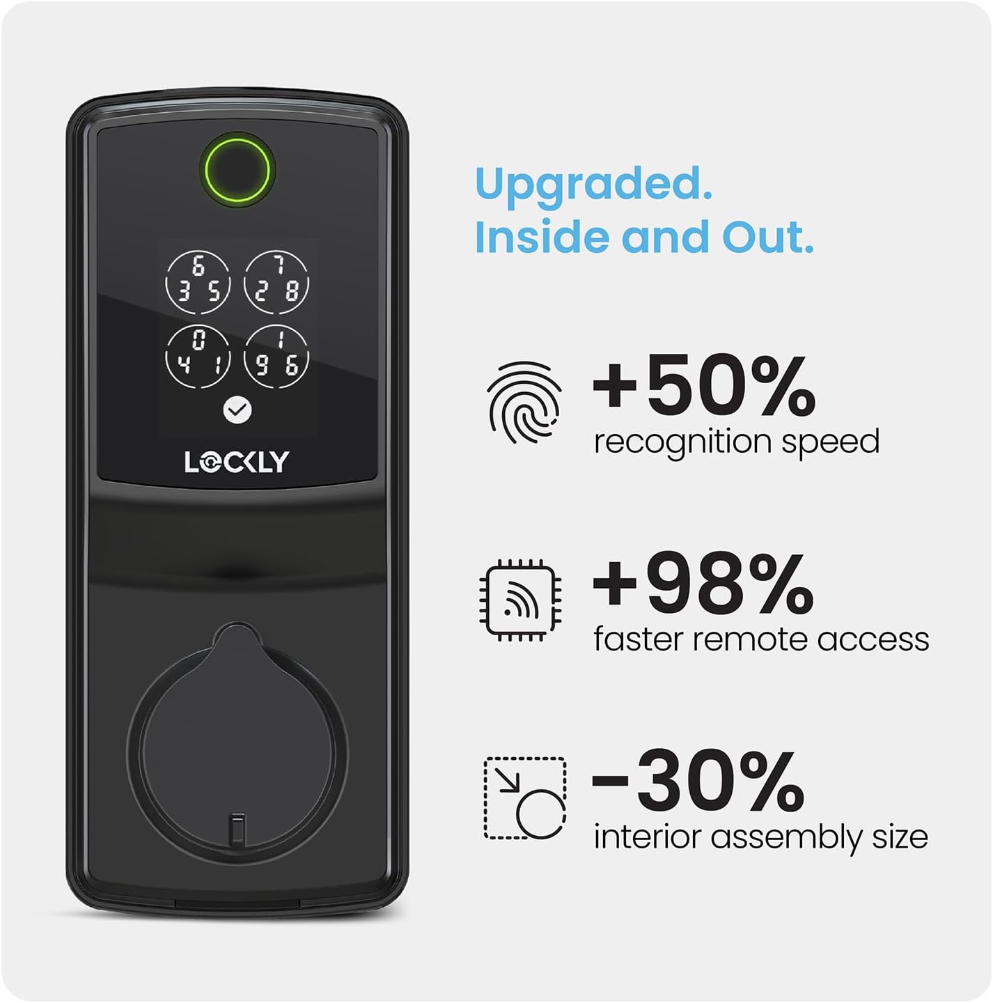 Lockly Secure Pro (2025 Latest Version), Smart Lock with Built-in Wi-Fi, New-Gen Fingerprint Door Lock, Keyless Entry Deadbolt, PIN Genie Keypad, Auto Lock, App Remote Control, Easy Installation