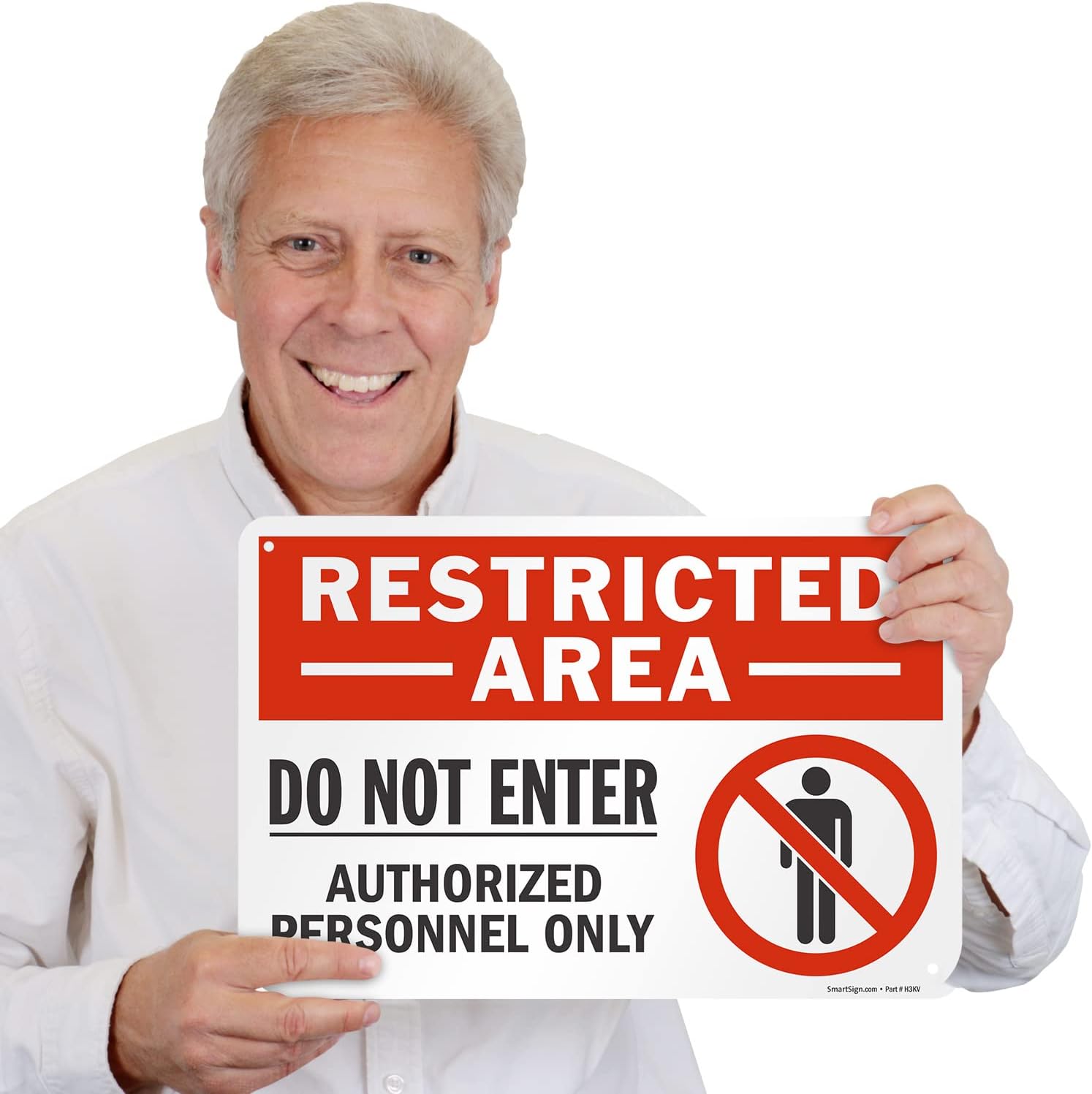 SmartSign 12 x 18 inch “Restricted Area - Do Not Enter, Authorized Personnel Only” Metal Sign with Symbol, 63 mil Laminated Rustproof Aluminum, Red, White and Black, Made in USA