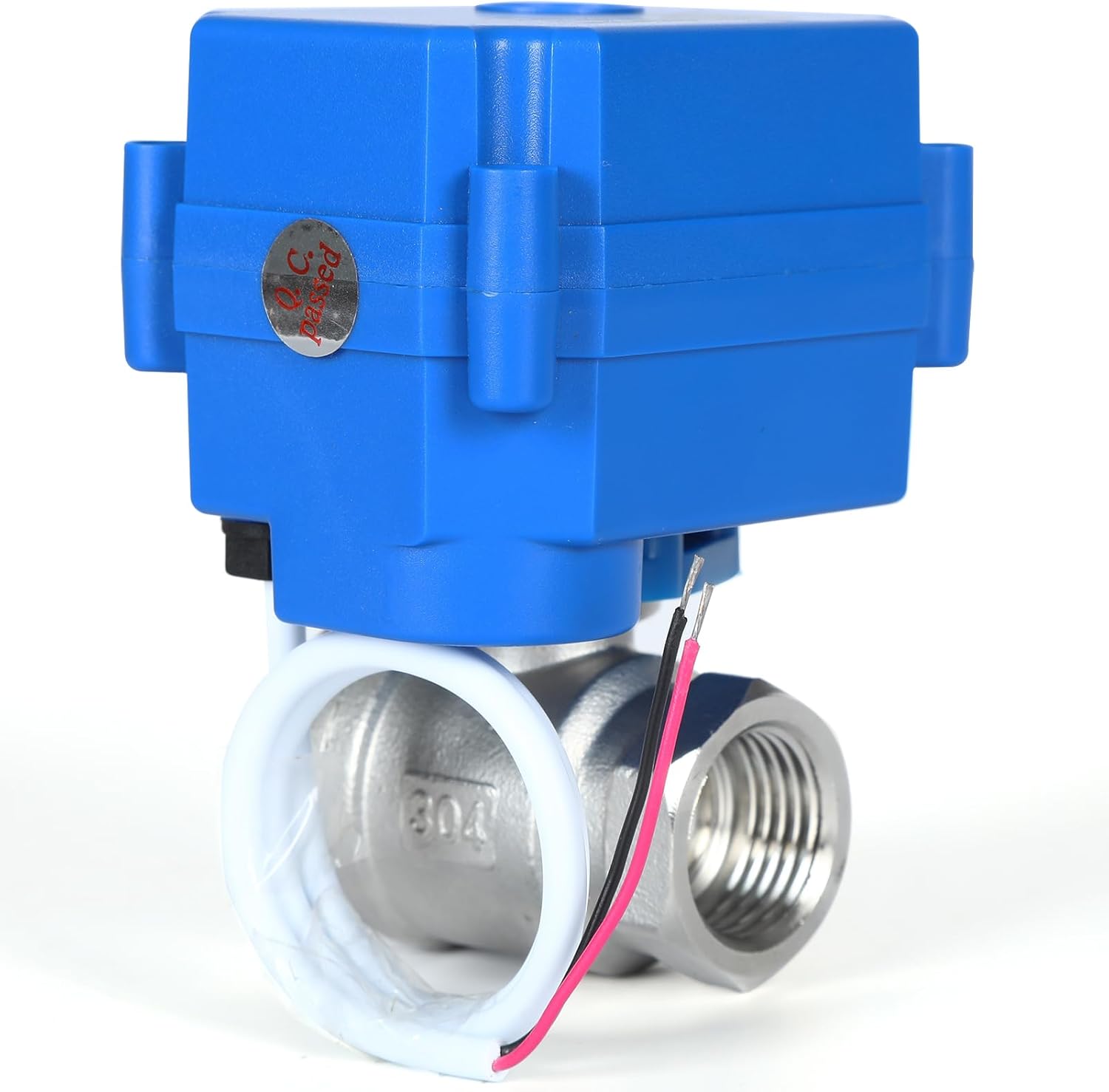 Motorized Ball Valve 1/2", Full Port, 2 Wire Auto Return, Stainless Steel Ball Valve, 9-24V AC/DC, Electric Shut Off Ball Valves