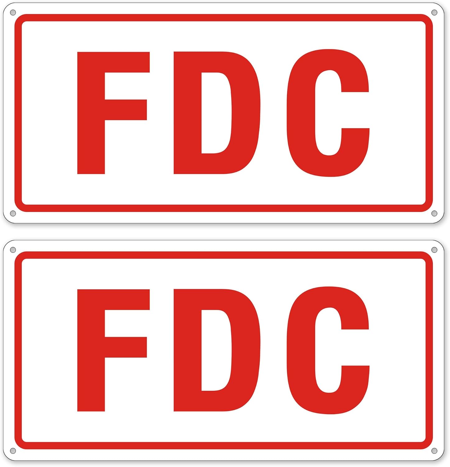FDC Sign, 2 Pack Outdoor Aluminum Metal Sign, FDC Signs for Fire Department Connection, UV Protected Weather Resistant and Easy to Install (White Color, 12 x 6 inches)