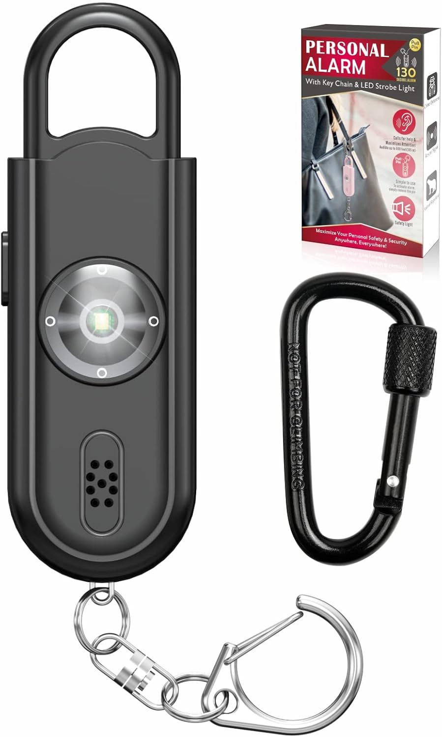 Safe Sound Personal Alarm, 130 dB Loud Siren Song Emergency Security Alarm Keychain with Strobe LED Light, Personal Sound Safety Siren for Women, Men, Children, Elderly