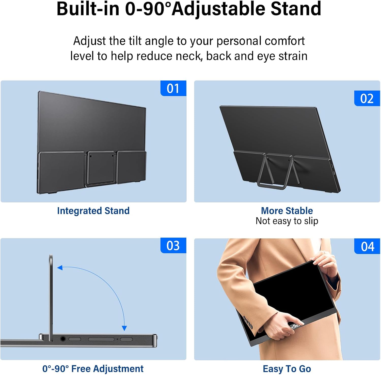 InnoView Portable Monitor Touchscreen 15.6" 1080P 10-Point Touch Screen Monitor Portable with Protective Sleeve Built-in Stand, 1200:1 HDMI USB C Travel Monitors for Laptop, PC, Phone
