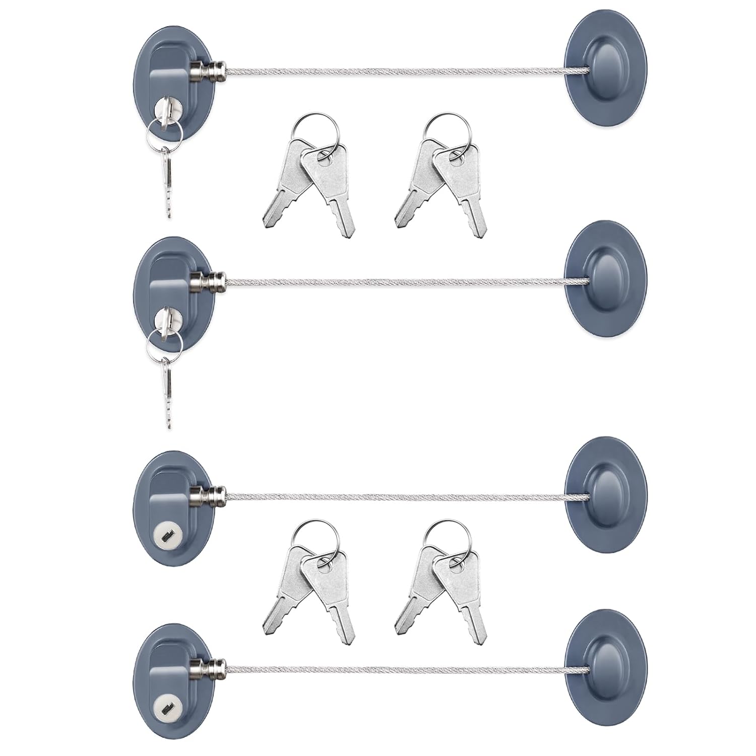 Hotop 4 Pack Cabinet Locks with Keys Mini Fridge Refrigerator Locks for Kids Toddlers Self Adhesive Child and Baby Proofing Safety for Deep Freezer Drawers Doors Latch(Gray)
