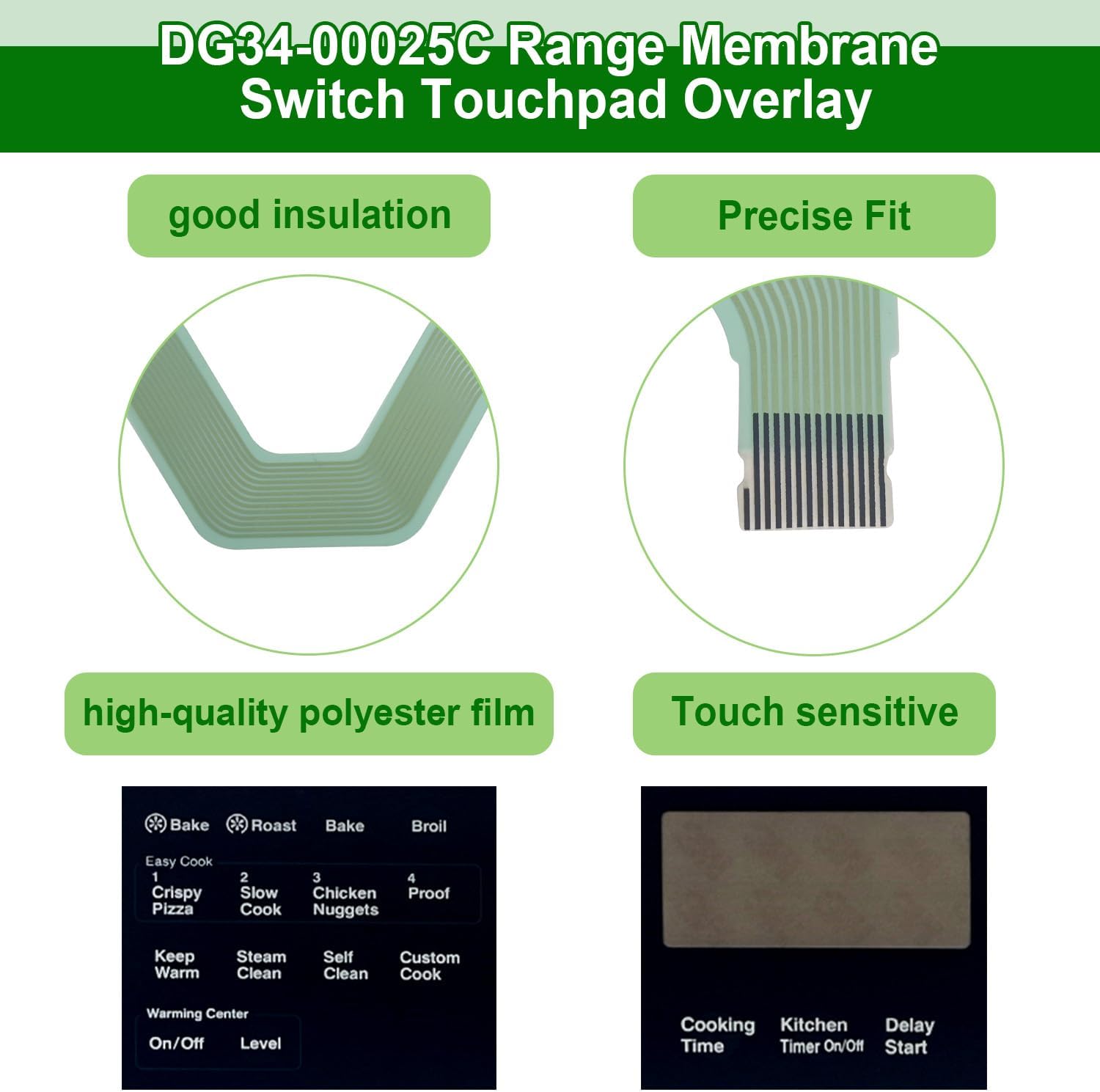 DG34-00020A Range Membrane Switch Touchpad Overlay-Compatible with Samsung Stove/Oven,Replaces AP5623392,PS4240764,NE594R0ABSR,NE59J3420SS,NE59J3420SB, NE59J3421SS,NE595R0ABSR-Touch Panel