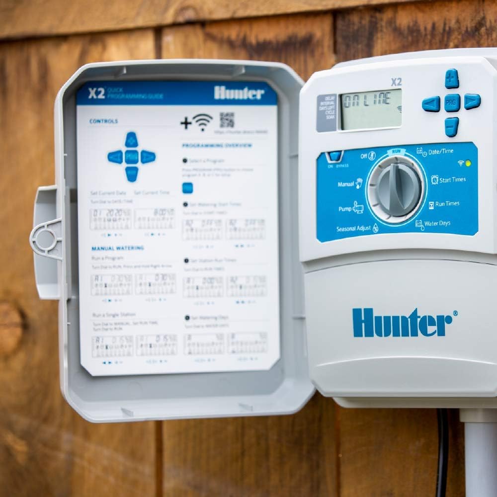 Hunter Hydrawise X2 8 Zone Sprinkler Controller, Outdoor Irrigation Timer for Lawn and Garden, Weather Based Scheduling, Cycle and Soak, Smart Controller Ready with Optional WiFi Module
