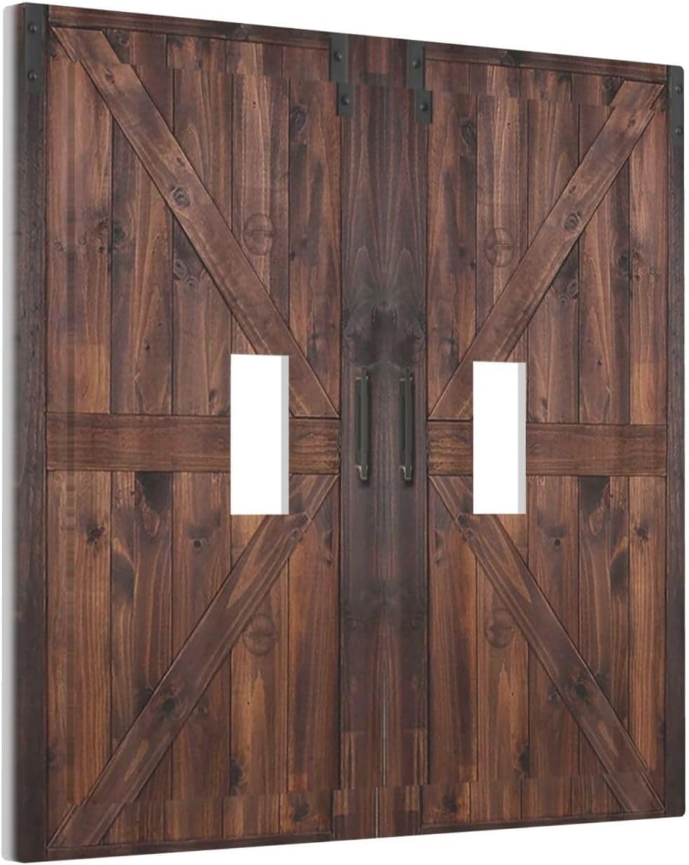 Decorative Light Switch Cover Plate Vintage Brown Farmhouse Barn Door 2 Gang Outlet Covers Double Toggle Wall Plates for Electrical Outlets Switch Plate Covers Faceplate for Bedroom Home Decor