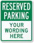 SmartSign 30 x 24 inch Custom “Reserved Parking” Metal Sign - Add Text, 80 mil Laminated Rustproof Aluminum, Green and White, Made in USA