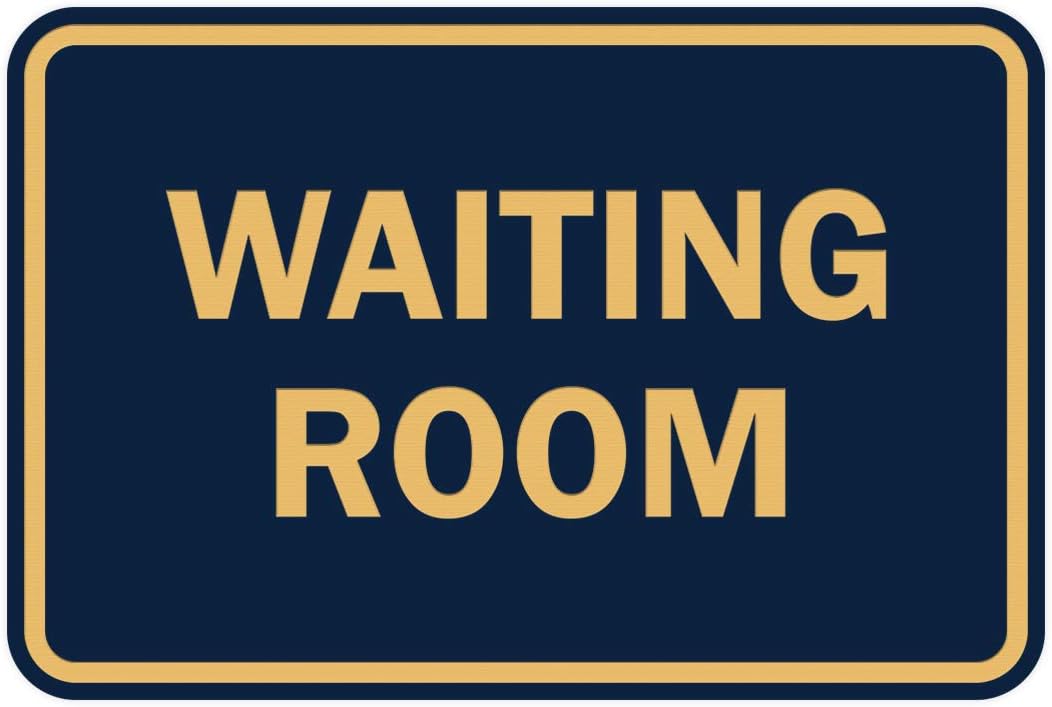 Signs ByLITA Classic Framed Waiting Room (Navy Blue/Gold) - Large