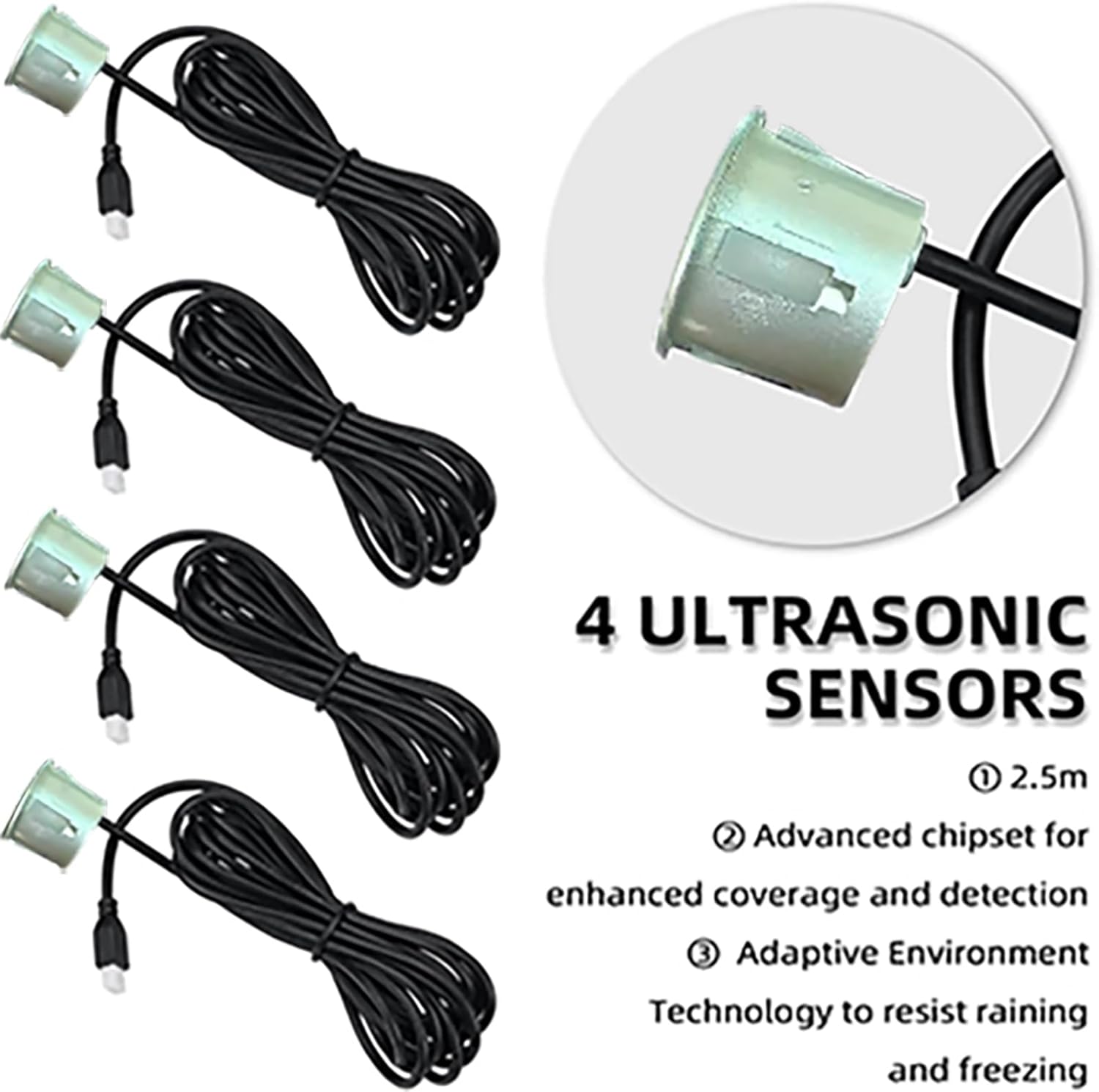 New Feature Rear Parking Sensor with Selectable Distance in Feet, Bidirectional Display Options, and Customizable Numeric Orientation and There are 18 Color Probes to Choose from(Silver)