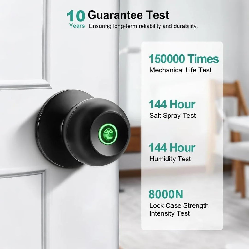 NexusLab Smart Fingerprint Door Lock, 0.5s Fast Fingerprint Scan, APP Remote Control, 3-in-1 Entry(Fingerprint/Key/App), for Home、Bedrooms、Office、Apartment、Garage(Matte Black)