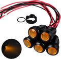 5pcs 12mm LED Indicator Light Plastic Black Signal Dot Lamp 110-220VAC 1/2 inches Mounting Hole Size with 15cm/5.9in. Wire (Yellow LED)