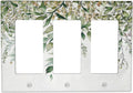 Light Switch Covers Sage Green Eucalyptus Watercolor Plant Leaves 3 Gang Rocker Electrical GFCI Decorative Triple Outlet Wall Plate Cover Switchplate for Bedroom Bathroom Decor
