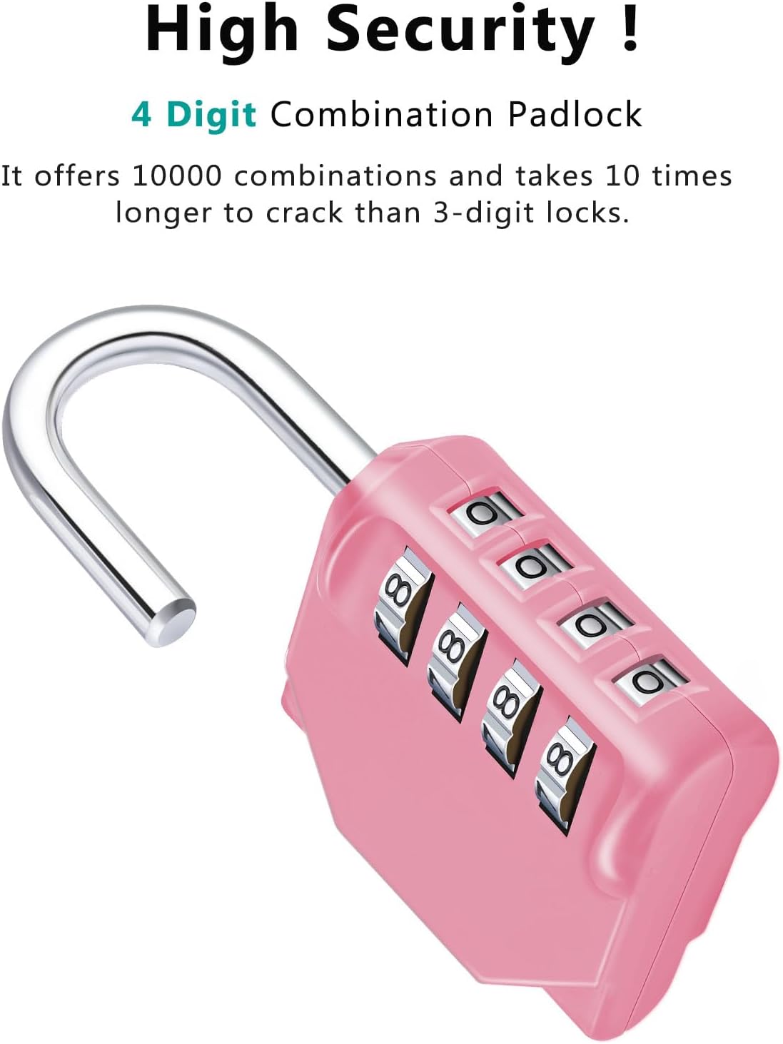 ZHEGE Combination Lock Outdoor 2 Pack, 4 Digit Resettable Weatherproof Combination Padlock for Gym, School, Gates, Doors, Hasps Storage (Pink, 2 Pack)