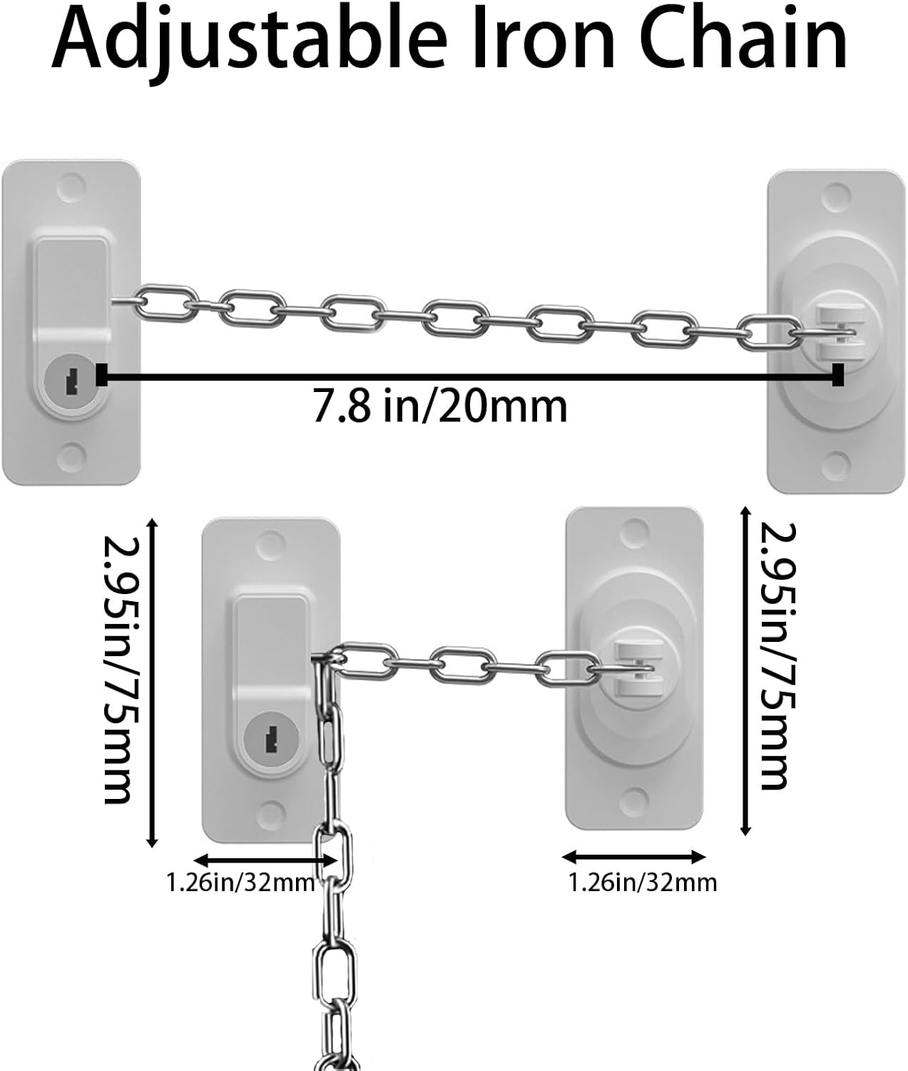 CMINGJ (6 Pack) Child Safety Locks, Adjustable Refrigerator Lock with Keys, for Fridge, Door, Drawers, Toilet and Child Safety Cabinet Lock, door lock, window lock for Kids and Toddlers (White)