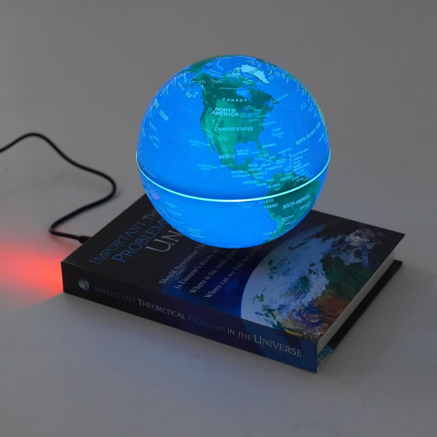 Magnetic Levitation Globe with LED Lights, 6-Inch Floating Geographic Globe, Educational World Map for Home Office Decor, Kids & Adults