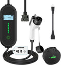 40Ft Cord EV Charger, 16Amp 110V/240V Portable Level 1 Level 2 Electric Vehicle Charging Station with NEMA 6-20 Plug & NEMA 5-15 Adapter for J1772 Electric Cars