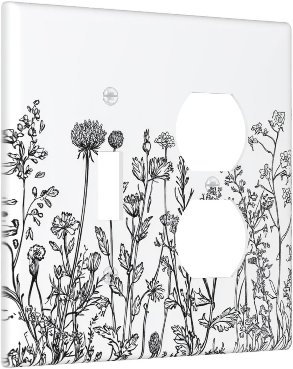 Wallplates Floral Wildflower Rustic Plant Leaves 1 Toggle 1 Duplex Switch Plate Electrical Gfci Faceplate Decorative Light Switch Covers For Farmhouse Cabin Decor